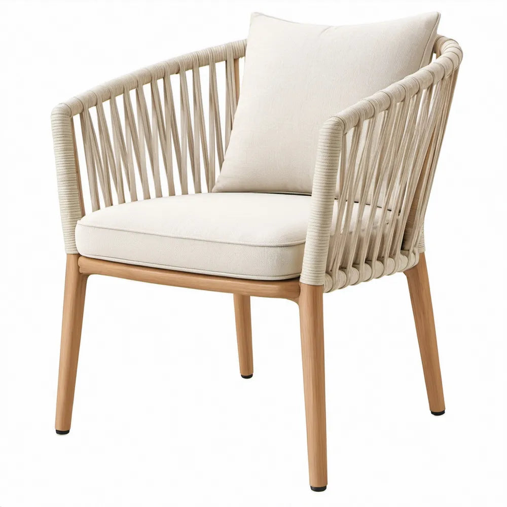 Gevlochten terrasstoel met armleuningen 63 x 65 x 78 cm Beige/Naturel