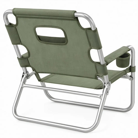Opvouwbare strandstoel 55 x 60 x 78 cm groen met aluminium frame en bekerhouder