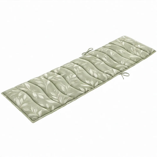 Ligbedkussen 190 x 60 x 5 cm Saliegroen/Wit met bladpatroon