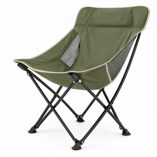 Opvouwbare stoel met stalen frame, 83 x 68 x 93 cm, olijfgroen/beige/zwart