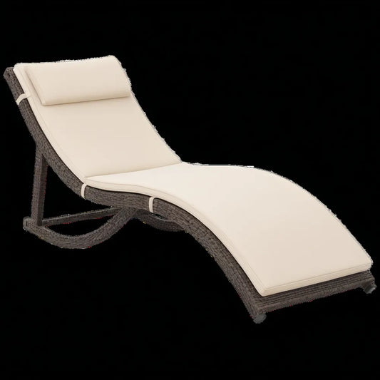 Verstelbaar gebogen ligbed met kussen en hoofdkussen 200 x 65 x 70 cm Donkerbruin/Crème